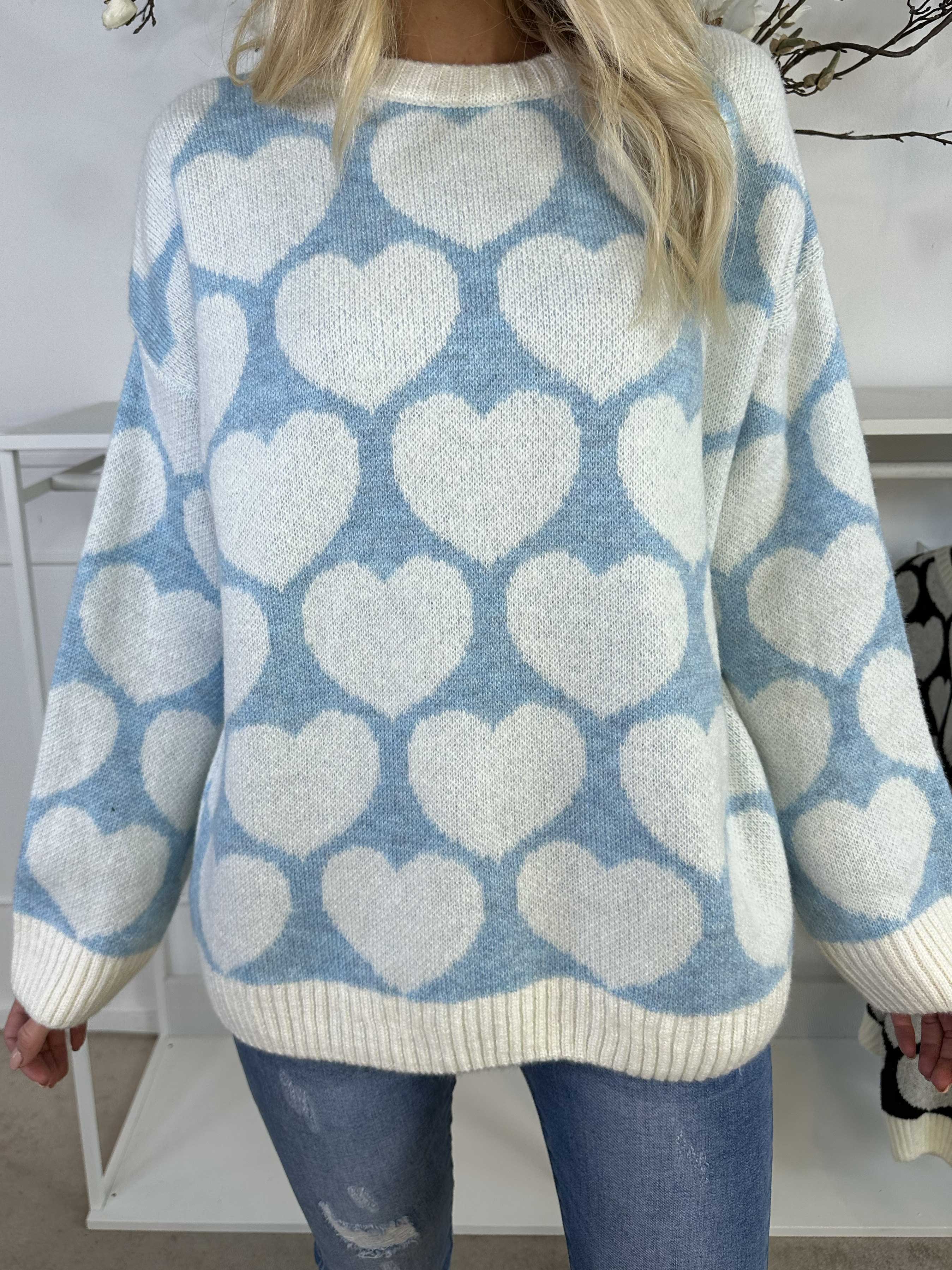 Saidy - Tyk strikbluse med hjerter